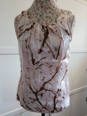Chico's SIilk Sleeveless Pink Marble-Print Shell Top Size 4